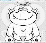 Dumb Chimpanzee Drunk Outlined Coloring Clipart Vector Cartoon Thoman Cory sketch template
