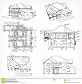 Blueprint Houses Vector Set House Elevations Cad Rear Front sketch template