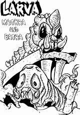 Mothra Coloring Larva Pages Batra Template sketch template