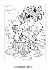 Pirate Coloring Pirat Piraten Schatzkiste Ausmalbild Ausdrucken Malvorlagen Piratenschiff Kostenlos Böser Bateau sketch template