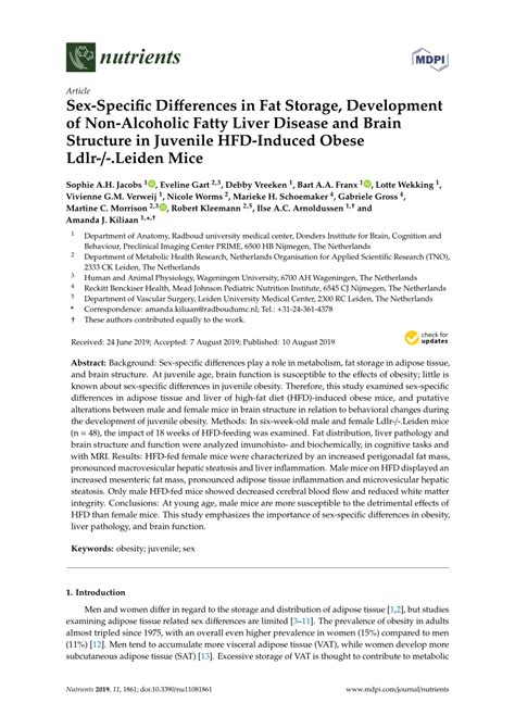 Pdf Sex Specific Differences In Fat Storage Development