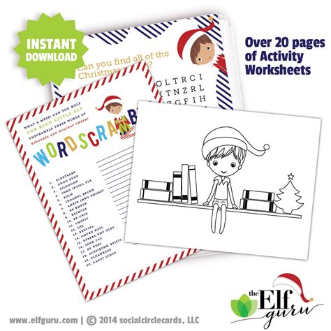 printable elf activity worksheets holiday activity sheets etsy