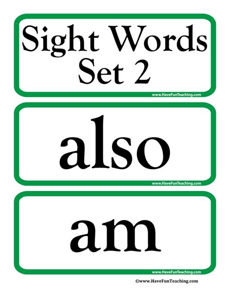 sight words flash cards set   fun teaching