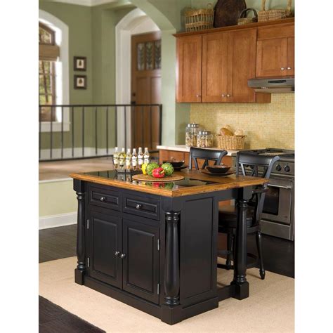 Home Styles Monarch Black Kitchen Island With Seating 5009