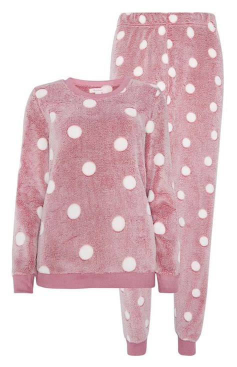 primark pink fleece pyjama set cute comfy outfits womens pjs