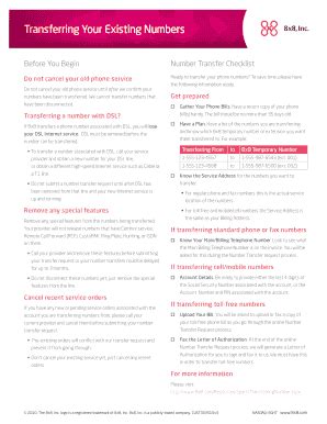 fillable  number transfer checklist fax email print pdffiller