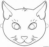 Mask Halloween Cat Coloring Outline Pages Printable Print Kids sketch template
