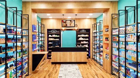 wooden wall display small pharmacy store furniture design
