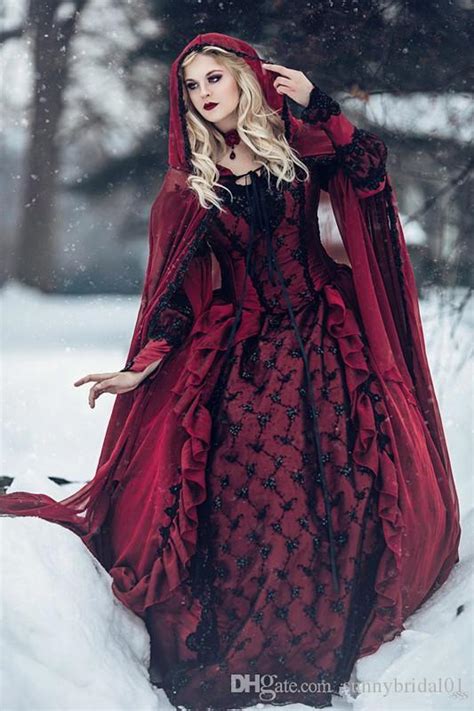 discount red and black gothic medieval wedding dresses