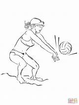 Volleyball Coloring Pages Beach Playing Printable Print Kids Color sketch template