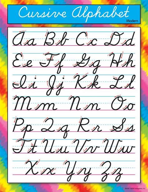 cursive alphabet modern learning chart cursive alphabet learning