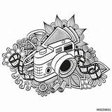 Camera Doodle Hipster Drawing Stock Zentangle Vectors Drawings Adobe Mandala Sketches sketch template