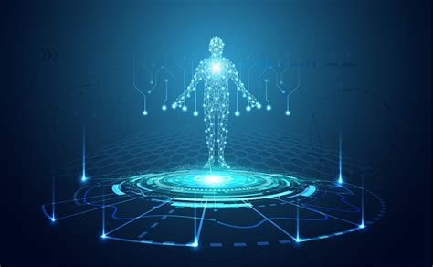 abstract technology futuristic concept  digital human body premium vector