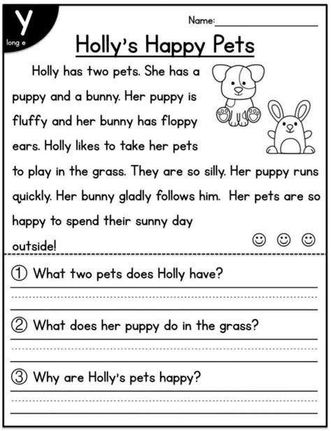 preschool kindergarten reading comprehension worksheets