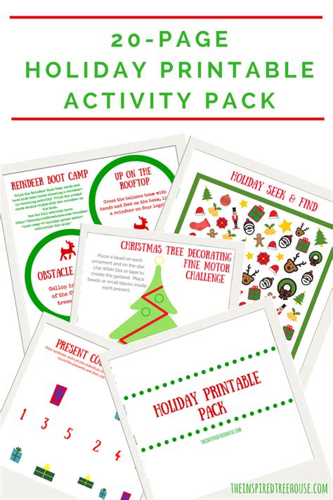 printable holiday activities  kids  inspired treehouse