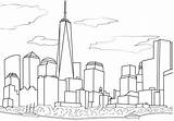 York Coloring City Skyline Drawing Template Sketch Adults sketch template