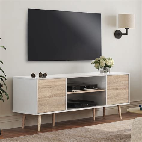 Buy Wampat Mid Century Modern Tv Stand For 60 Flat Screen Wood Tv