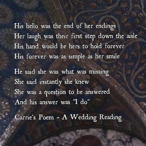 carrie s poem a wedding reading wedding pinterest