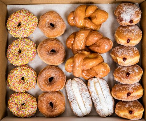 assorted doughnut box warings bakery
