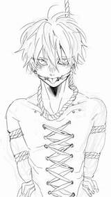 Anime Coloring Drawing Drawings Bloody Pages Scary Creepy Boy Guy Sad Cute Abused Boys Guys Manga Lineart Linearts Ethan Sellers sketch template