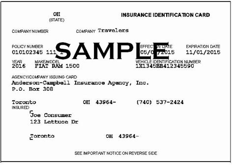 sample car insurance card dannybarrantes template