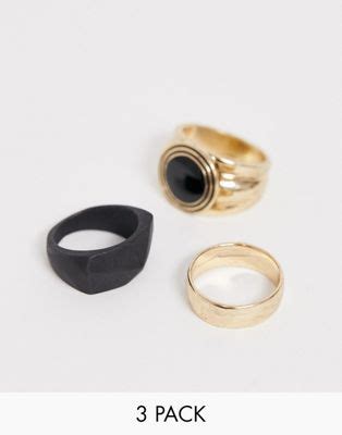 bershka set  ringen  goud en zwart asos