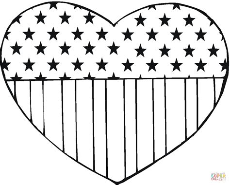 gambar usa flag heart shape coloring page  printable click pages