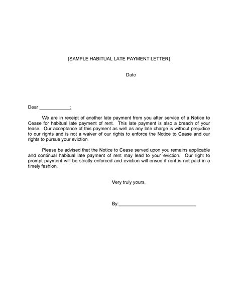 warning letter  tenant  late payment  letter template