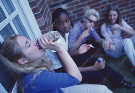 Teenage Drinking And Smoking Stock Image M370 0827 Science Photo