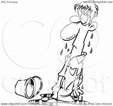 Soaked Cartoon Outline Guy Illustration Royalty Toonaday Rf Clip Clipart Regarding Notes sketch template