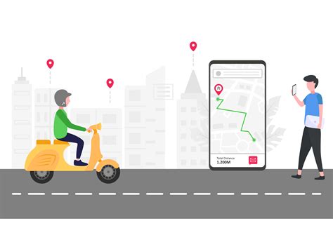 man tracking  transportation  smartphone  vector art