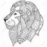 Coloring Lion Pages Outline Head Abstract Illustration Ornamental Decorated Drawn Hand Printable Doodles Adults Book Zentangle Lions Sheets Judah Stock sketch template