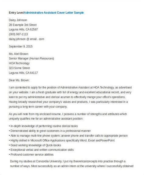 administrative assistant cover letter 8 free word pdf documents