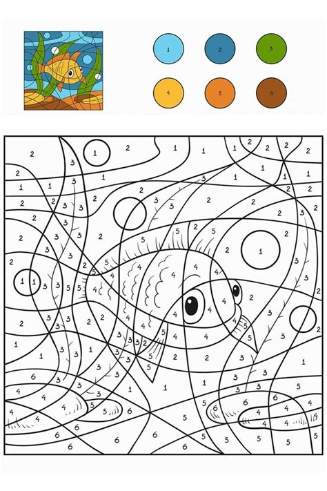 fish numbers coloring page coloring pages color  numbers yellow fish