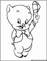 Porky Tunes Pig Coloring Pages Looney Loony Page2 Cartoon Fun Getdrawings sketch template