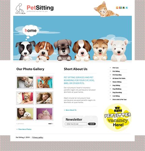 pet sitting website template