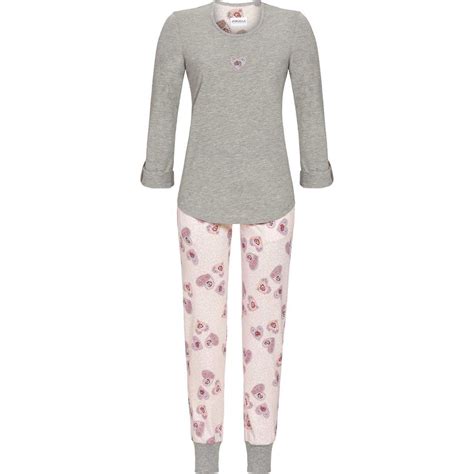 grijs roze dames pyjama hartjes gratis verzending  de mooiste pyjamas nachthemden