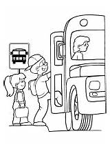 Colorear Escolar Escuela Escolares Autobus Autobús Regreso Boarding Primeraescuela sketch template