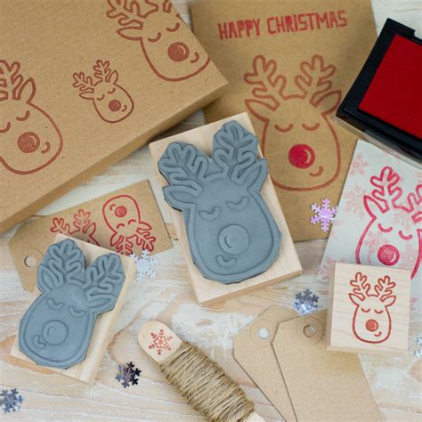 christmas red nose reindeer rubber stamp  skull  cross buns rubber stamps