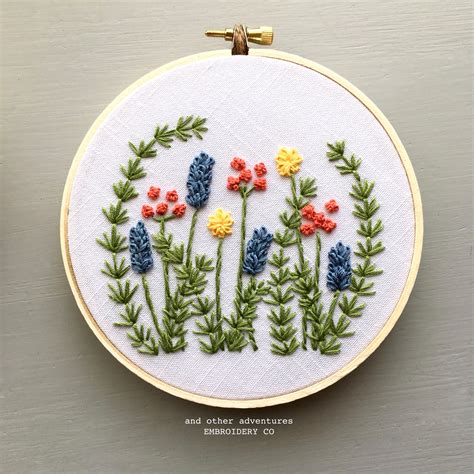 beginner hand embroidery pattern wild garden   adventures