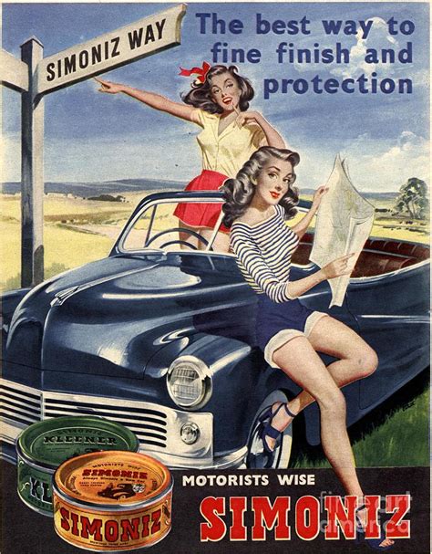 1950s Uk Simoniz Cars Wax Polish Sex Drawing By The Advertising