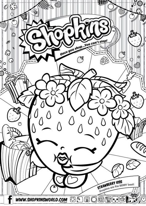 shopkins coloring pages season  strawberry kiss shopkin coloring pages