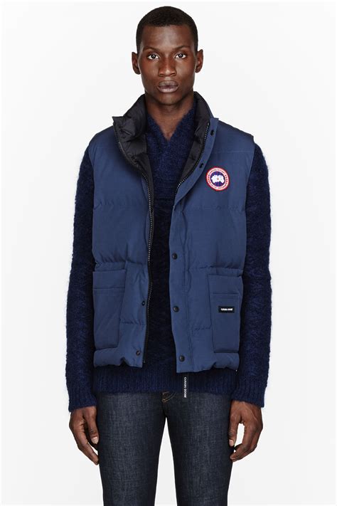 lyst canada goose navy down freestyle puffer vest in blue for men