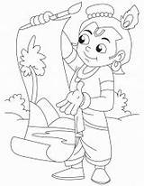 Krishna Coloring Pages Baby Painting Sketch Artist Drawing Kids Lord Bheem Doing Great Colouring Coloringhome Outline Drawings Print Iskcon Template sketch template