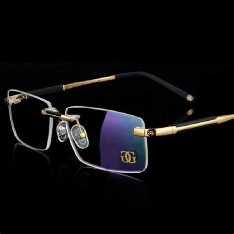 vazrobe metal gold clear glasses men rimless brand eyeglasses frames