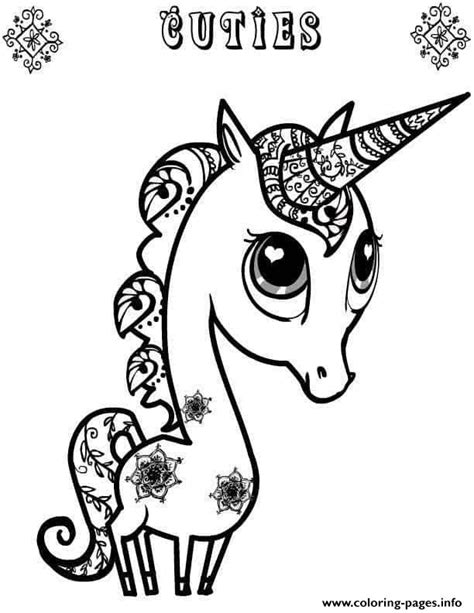 cute unicorn cuty coloring page printable
