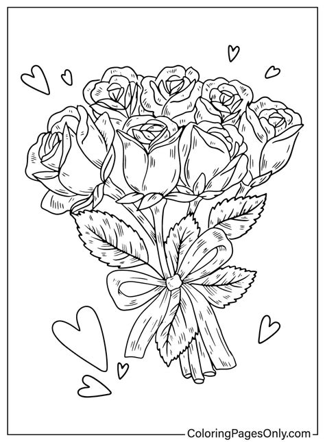rose flower bouquet coloring page  printable coloring pages