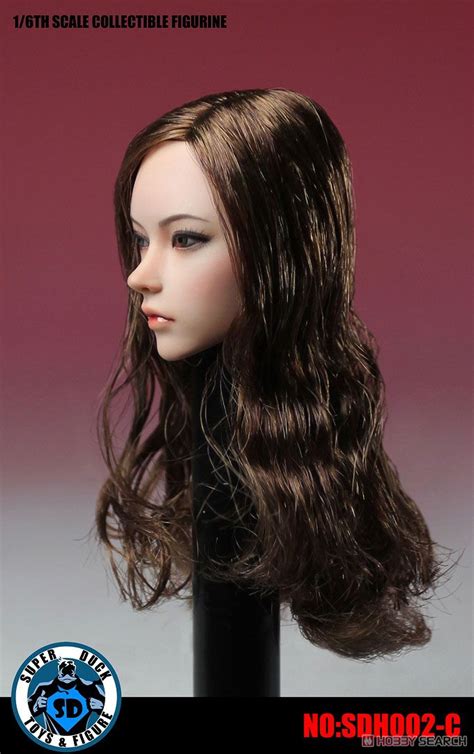 super duck 1 6 figure head asian female brown hair long curl fashion