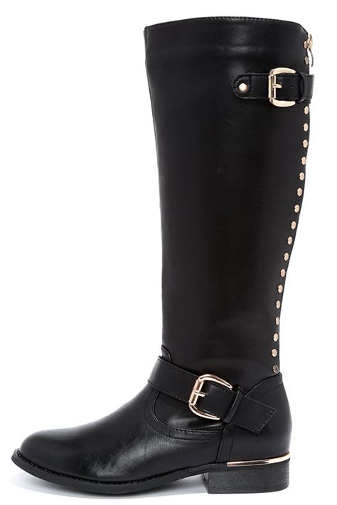 cute black boots knee high boots riding boots 73 00 lulus