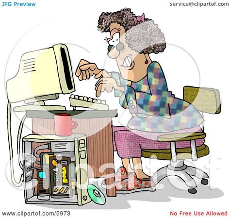 female computer hacker typing   keyboard clipart picture  djart